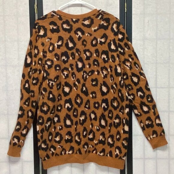 Long Sleeve Knit Open Cardigan Sweater Leopard Witty Fox Young Contemporary - Picture 2 of 12